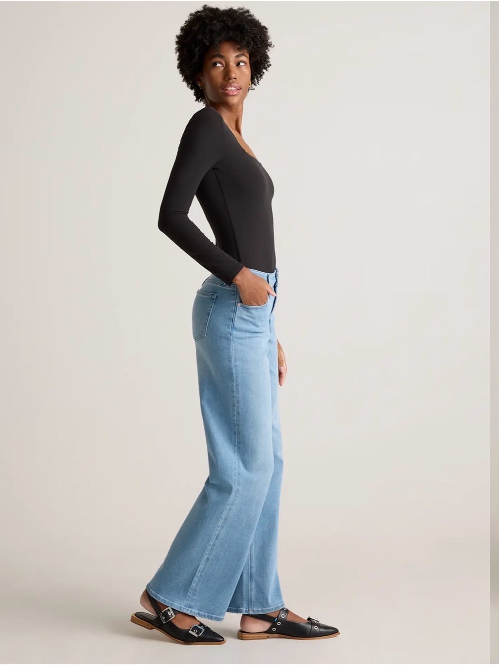 NWOT Quince Bella Stretch Wide-Leg Jeans - Frosted Blue - Size 24 Regular Length - Picture 6 of 15